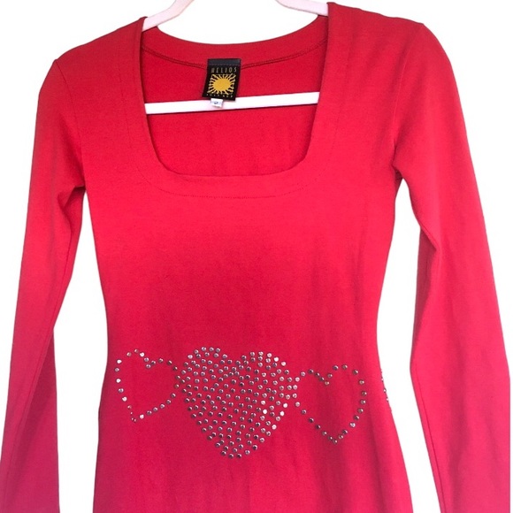 Vintage 80s Valentines Day Red Heart Dress Studded Hearts Bodycon mini dress - Picture 6 of 8